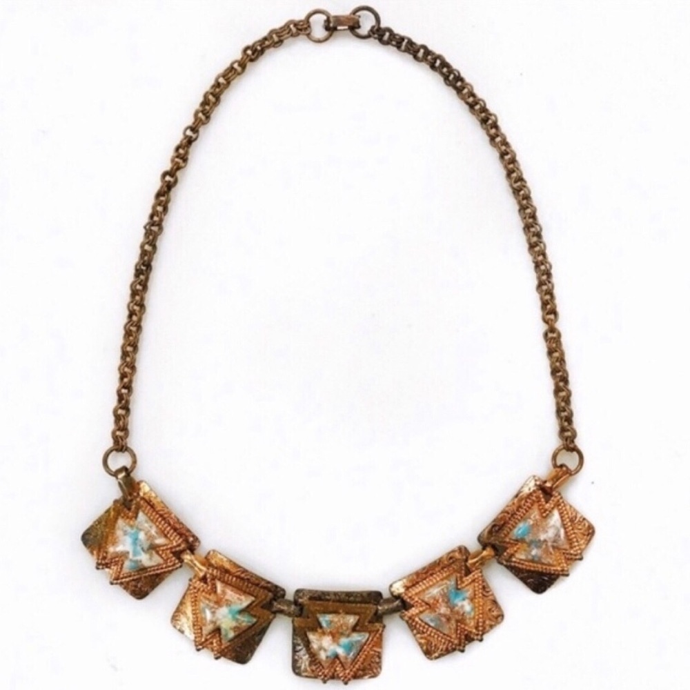 Vintage Geo Link Necklace
